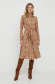 Сукня Lauren Ralph Lauren колір коричневий midi розкльошена