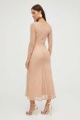 Сукня Bardot колір бежевий maxi облягаюча (3572289)