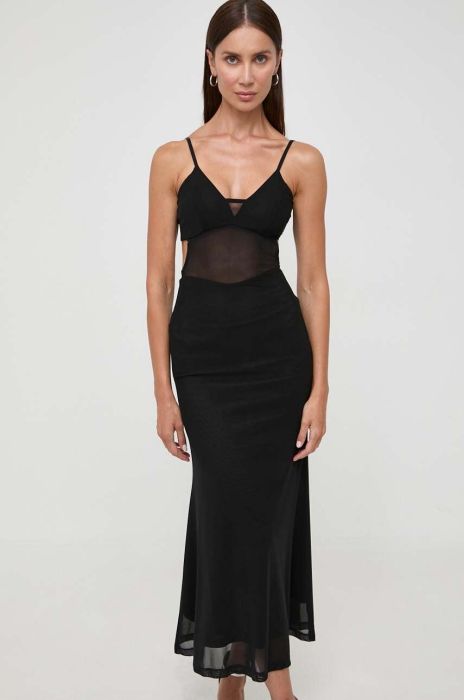 Сукня Bardot колір чорний maxi облягаюча (3575866)