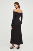 Сукня Bardot колір чорний maxi розкльошена (3568457)