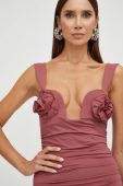 Сукня Bardot колір бордовий mini облягаюча (3568488)