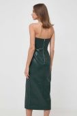 Сукня Bardot колір зелений mini облягаюча (3642449)
