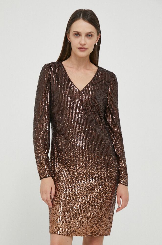 Сукня Dkny колір коричневий mini пряма