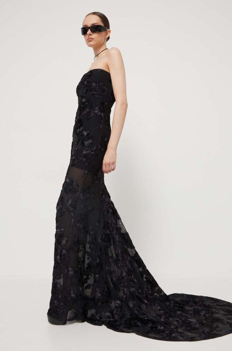 Сукня Rotate колір чорний maxi розкльошена (3547688)