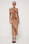 Сукня Rotate колір бежевий maxi облягаюча