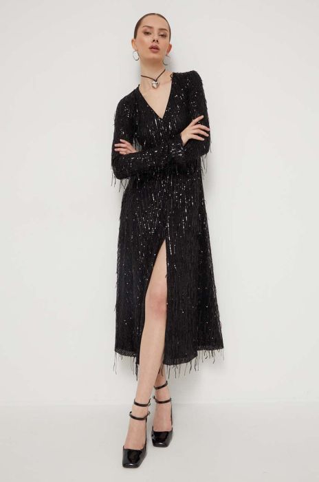 Сукня Rotate колір чорний midi розкльошена (3547713)