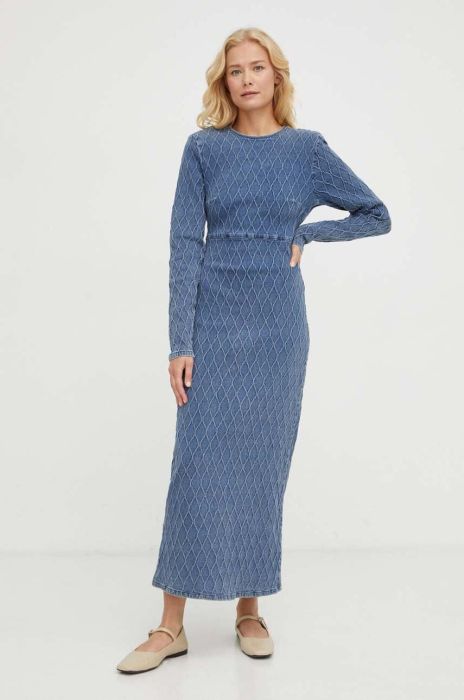 Джинсова сукня Gestuz maxi облягаюча колір блакитний (3586235)