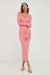 Сукня Remain колір рожевий midi облягаюча
