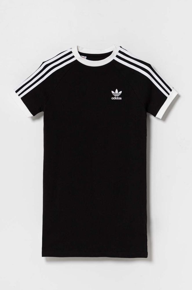 Дитяча бавовняна сукня adidas Originals колір чорний mini пряма