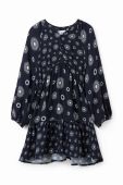 Дитяча сукня Desigual 23WGVW05 DRESS LONG SLEEVE колір чорний mini розкльошена