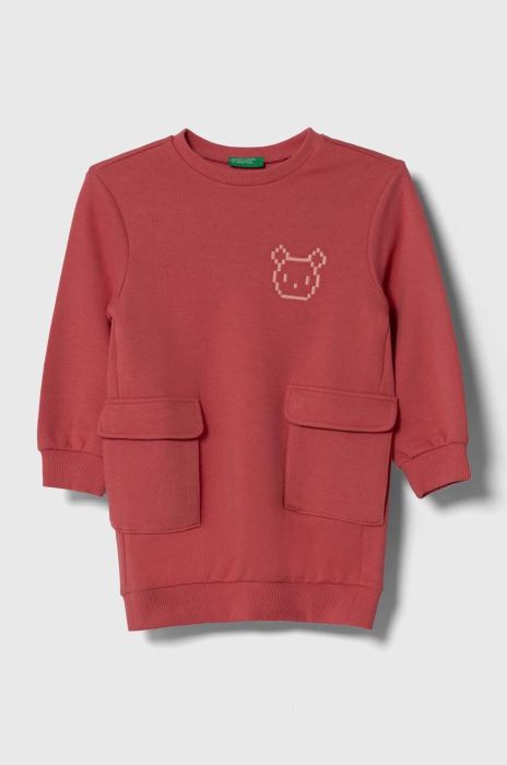 Бавовняна сукня United Colors of Benetton колір рожевий mini пряма