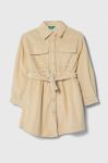 Дитяча бавовняна сукня United Colors of Benetton колір бежевий mini розкльошена