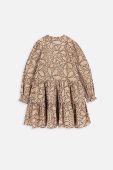 Дитяча бавовняна сукня Coccodrillo колір бежевий midi розкльошена