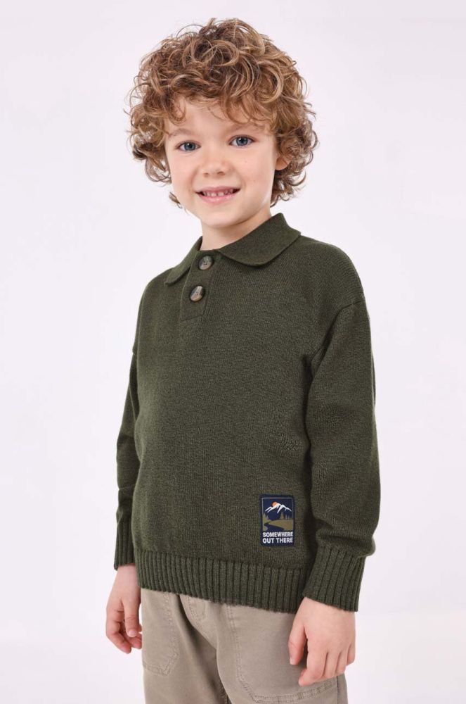 Дитячий светр з домішкою вовни Mayoral колір зелений легкий (3443534)