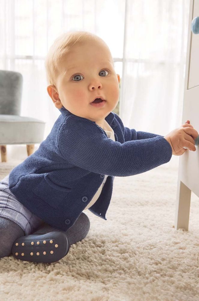 Дитячий кардиган з домішкою вовни Mayoral Newborn колір синій
