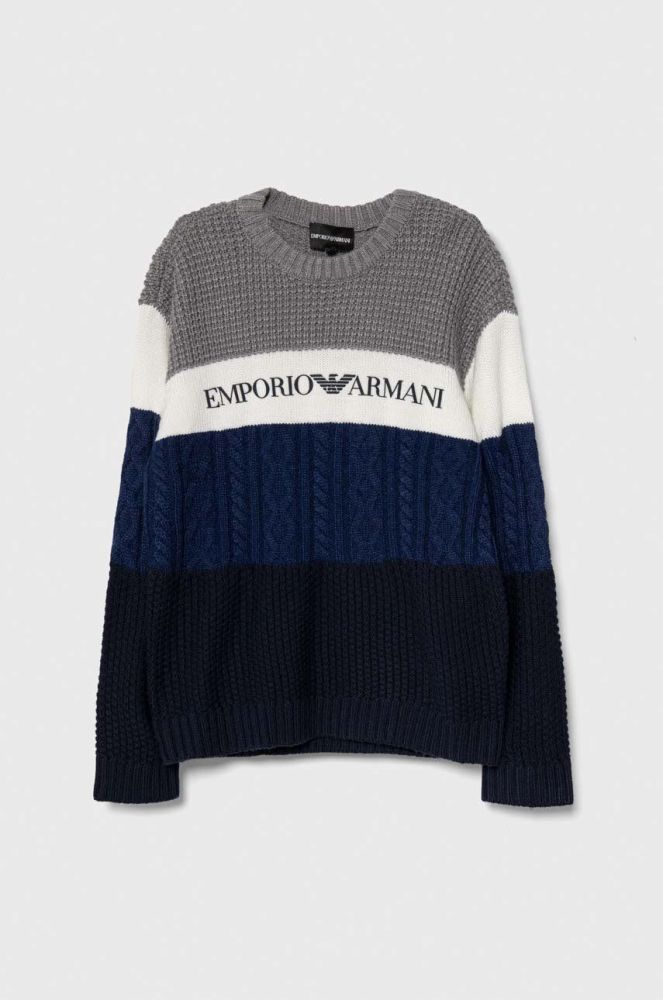 Вовняний дитячий светр Emporio Armani колір сірий