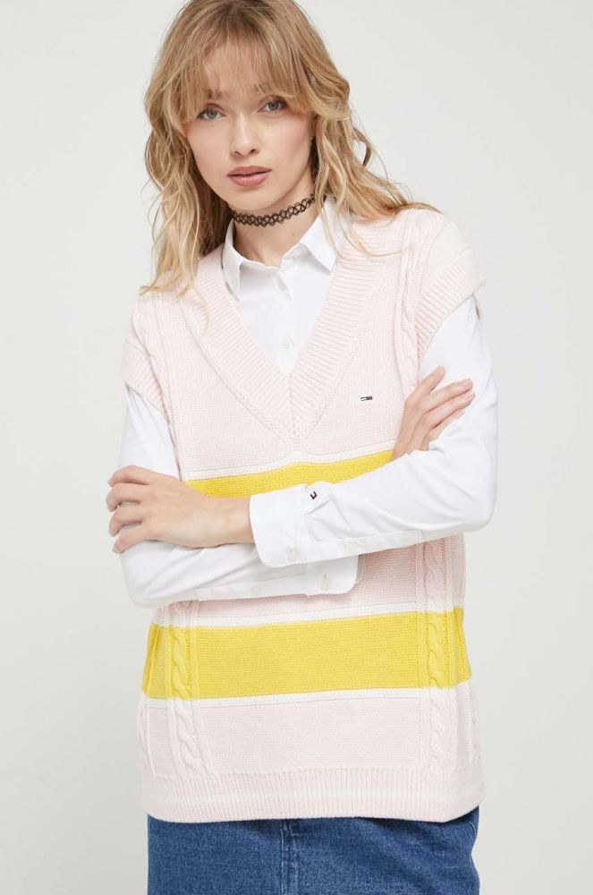 Безрукавка Tommy Jeans колір рожевий легкий
