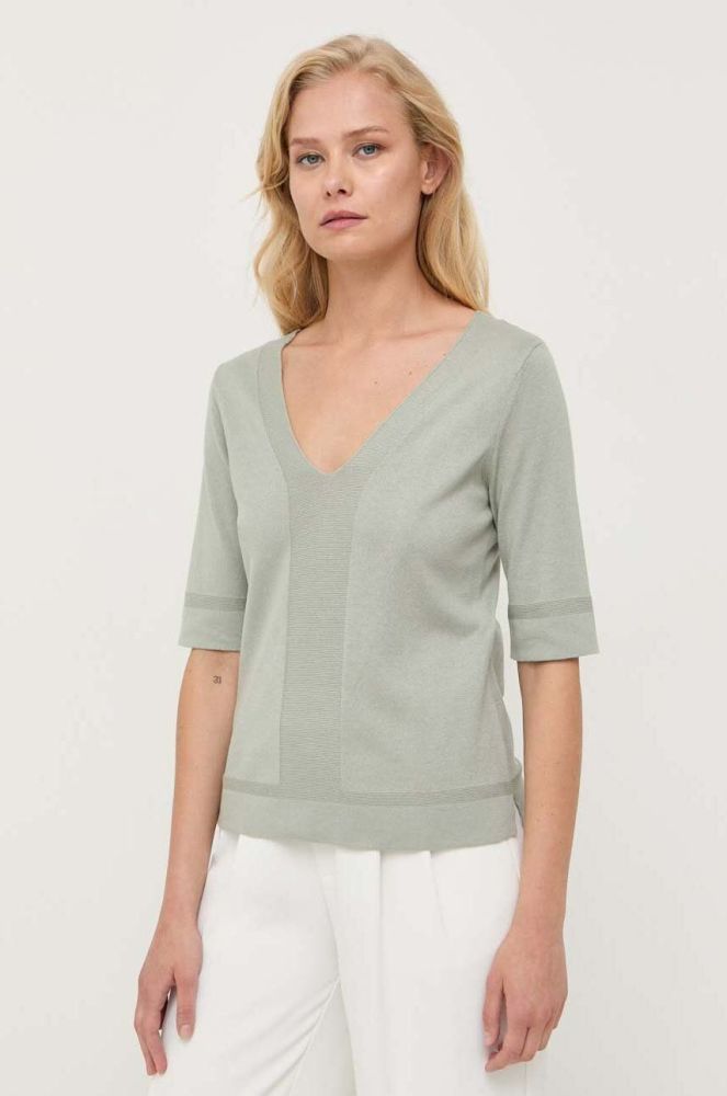Шовковий светр Max Mara Leisure колір зелений легкий