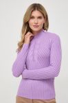 Светр з домішкою вовни Liu Jo жіночий колір фіолетовий півгольф