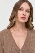 Кардиган з домішкою вовни Guess колір коричневий легкий
