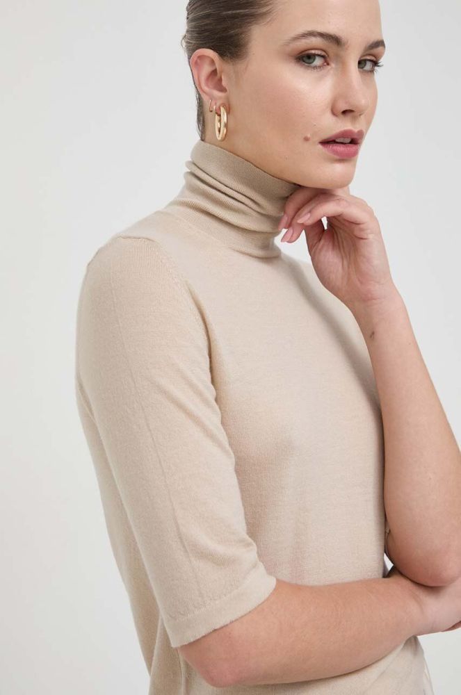 Вовняний светр Max Mara Leisure жіночий колір бежевий легкий гольф (3404724)
