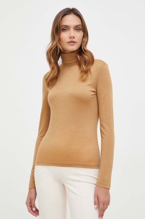 Вовняний лонгслів Max Mara Leisure колір коричневий гольф