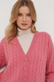 Вовняний кардиган United Colors of Benetton колір рожевий теплий