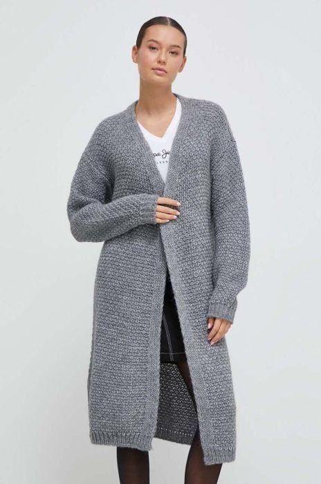 Кардиган з домішкою вовни United Colors of Benetton колір сірий