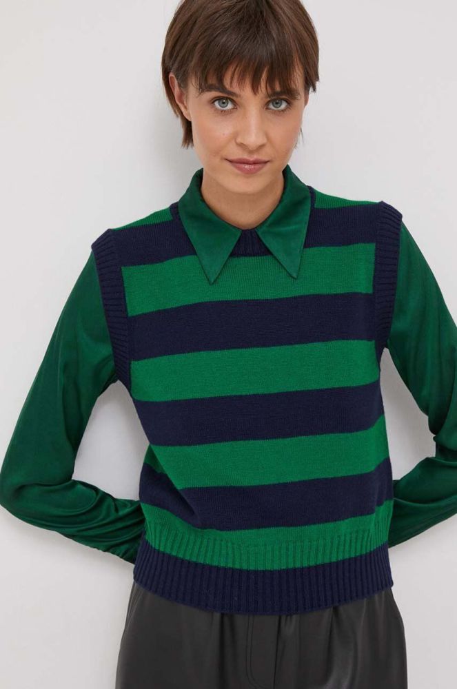 Вовняний жилет United Colors of Benetton колір зелений (3683929)