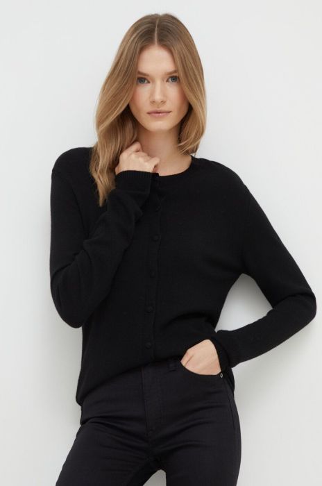 Кардиган з домішкою вовни Sisley колір чорний легкий (3630436)