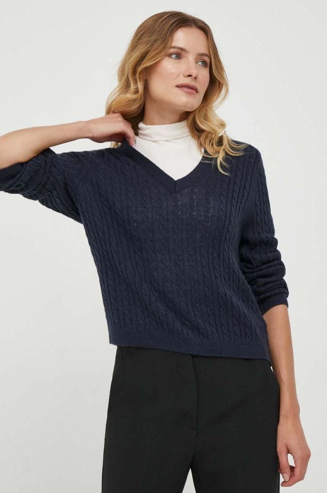 Вовняний светр Tommy Hilfiger жіночий колір синій легкий (3568648)