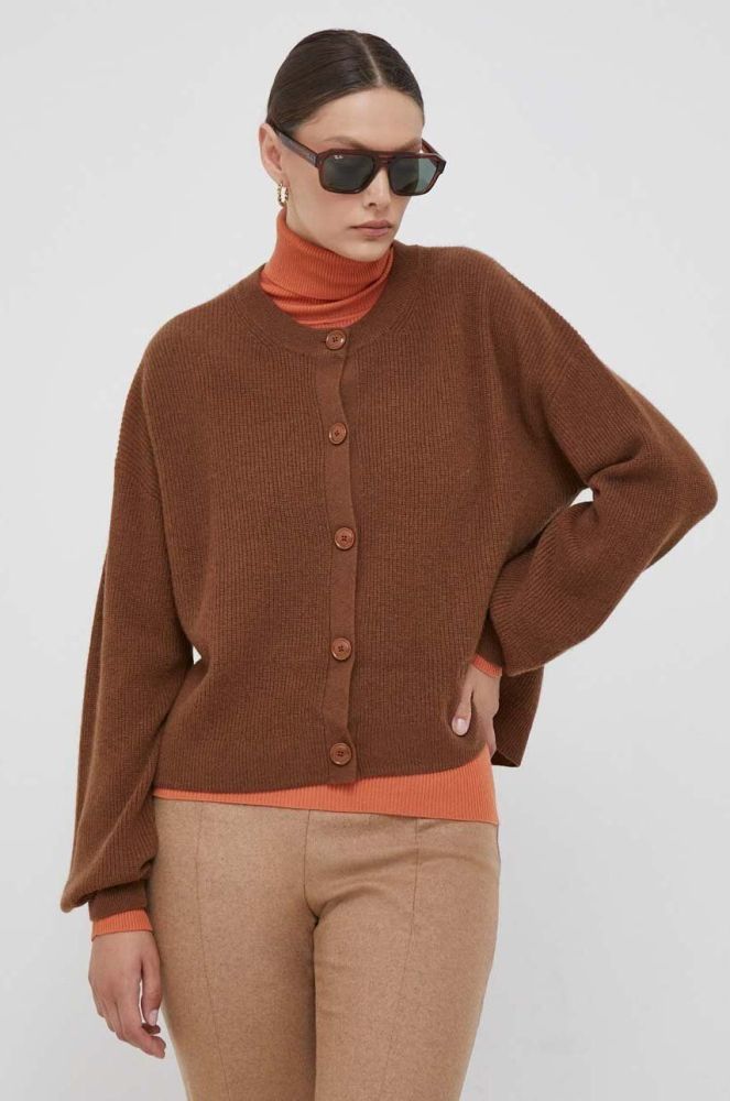 Вовняний кардиган Tommy Hilfiger колір коричневий легкий