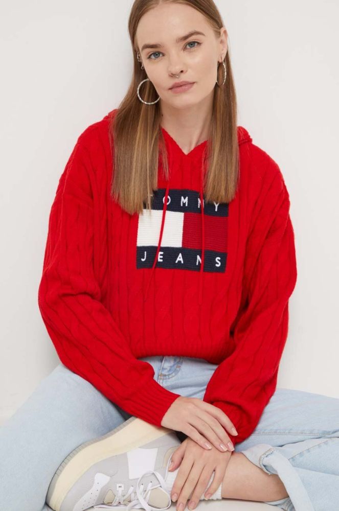 Светр Tommy Jeans жіночий колір червоний
