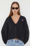 Бавовняний кардиган Tommy Jeans колір чорний