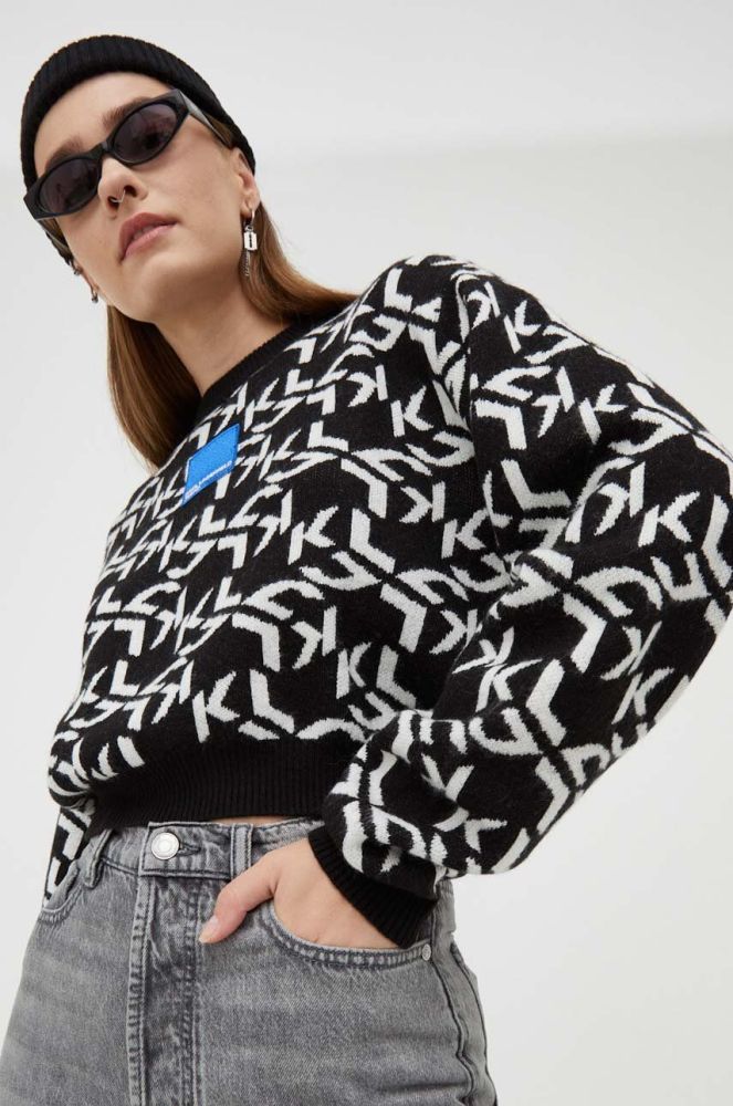 Светр з домішкою вовни Karl Lagerfeld Jeans жіночий легкий колір барвистий