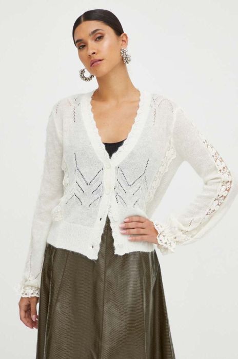 Вовняний кардиган Twinset колір бежевий легкий