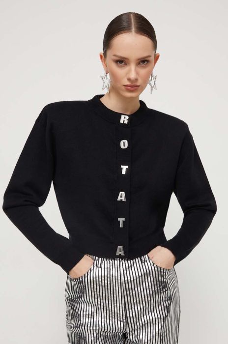 Кардиган з домішкою вовни Rotate колір чорний легкий