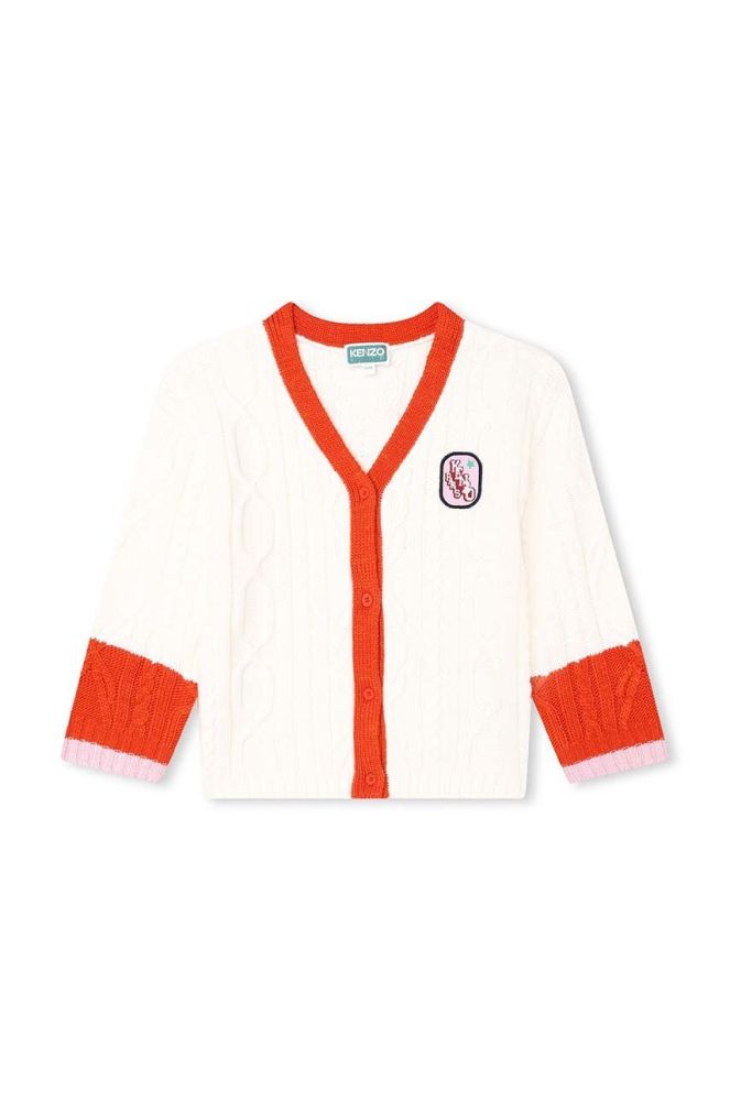 Дитячий кардиган з домішкою вовни Kenzo Kids колір білий легкий (3455317)