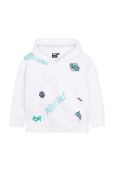 Дитяча кофта BOSS колір білий з капюшоном візерунок (3626178)