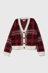 Дитячий кардиган з домішкою вовни Tommy Hilfiger колір червоний теплий (3603228)