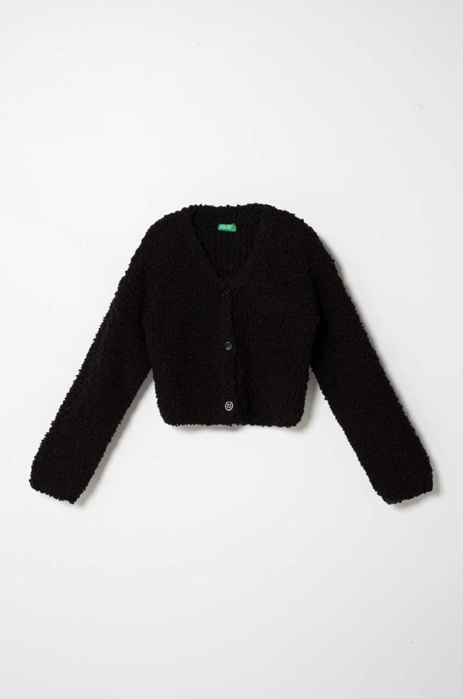 Дитячий кардиган United Colors of Benetton колір чорний теплий