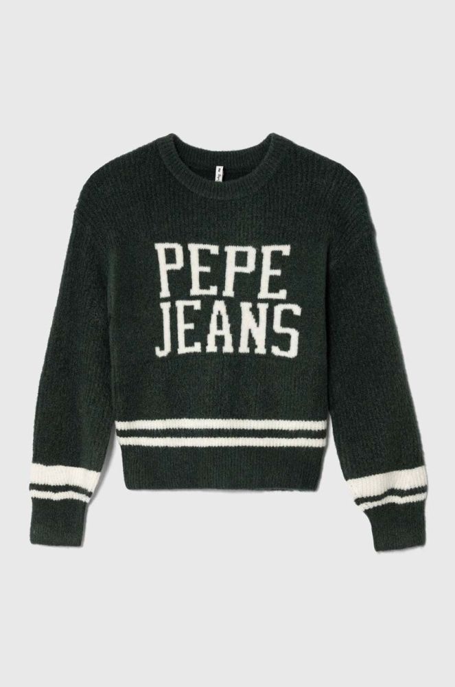 Дитячий светр з домішкою вовни Pepe Jeans колір зелений теплий