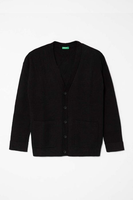 Дитячий бавовняний кардиган United Colors of Benetton колір чорний легкий