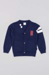Дитячий бавовняний кардиган zippy колір синій