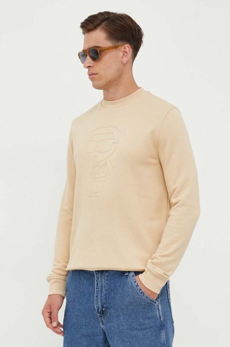 Кофта Karl Lagerfeld чоловіча колір бежевий з аплікацією (3422201)