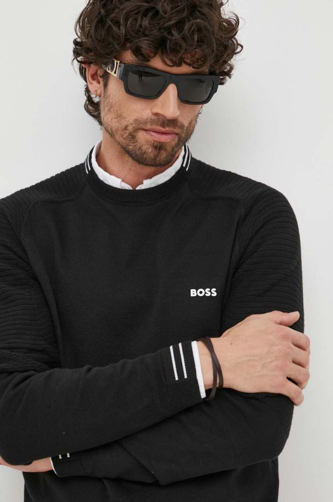 Бавовняний светр Boss Green BOSS GREEN колір чорний