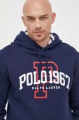 Кофта Polo Ralph Lauren чоловіча колір синій з капюшоном з принтом