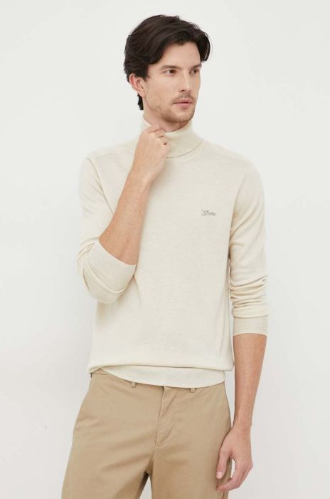 Светр з домішкою шовку Guess колір бежевий легкий гольф