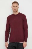 Светр з домішкою шовку Armani Exchange колір бордовий легкий