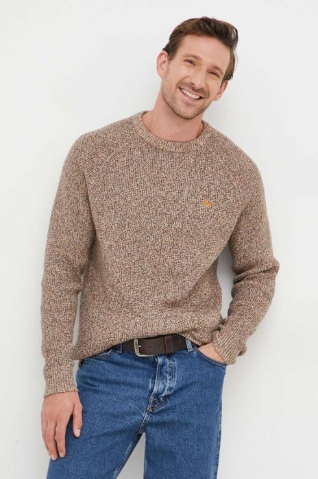 Бавовняний светр Pepe Jeans Sherwood колір коричневий